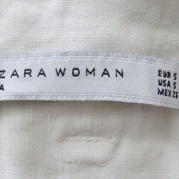 Zara Woman White Linen Midi Skirt with Belt - Picture 7 of 7